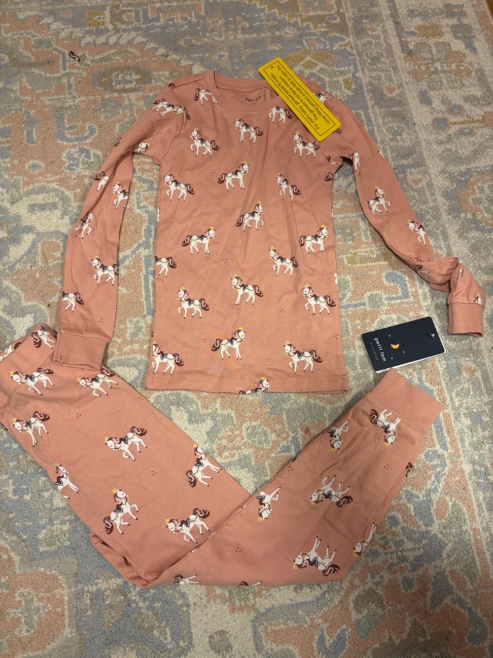Petit Lem Dusty Rose Unicorn Pajama Set 6 years